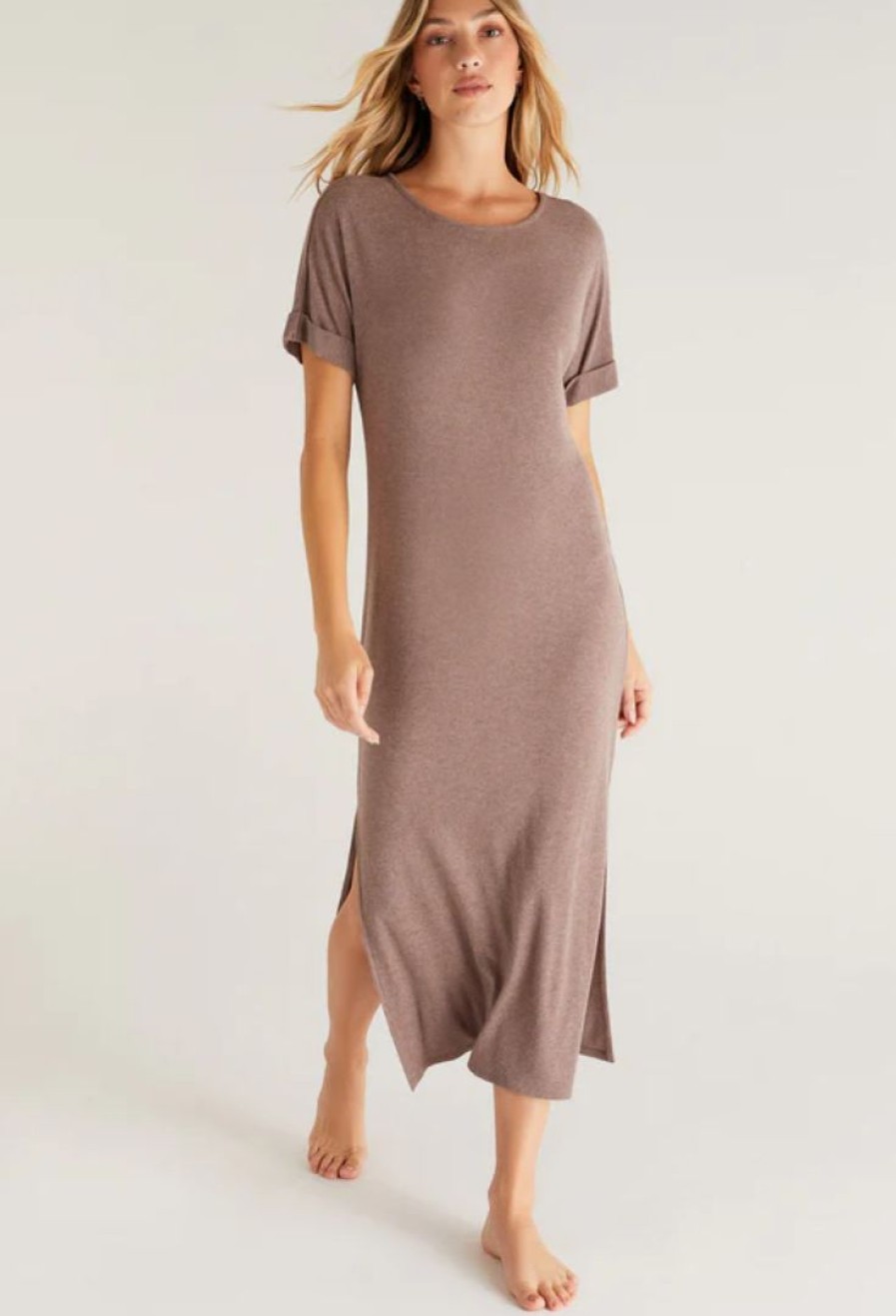 Hot * Z Supply Best Quality Messin' Around Rib Dress Dusty Heather Taupe