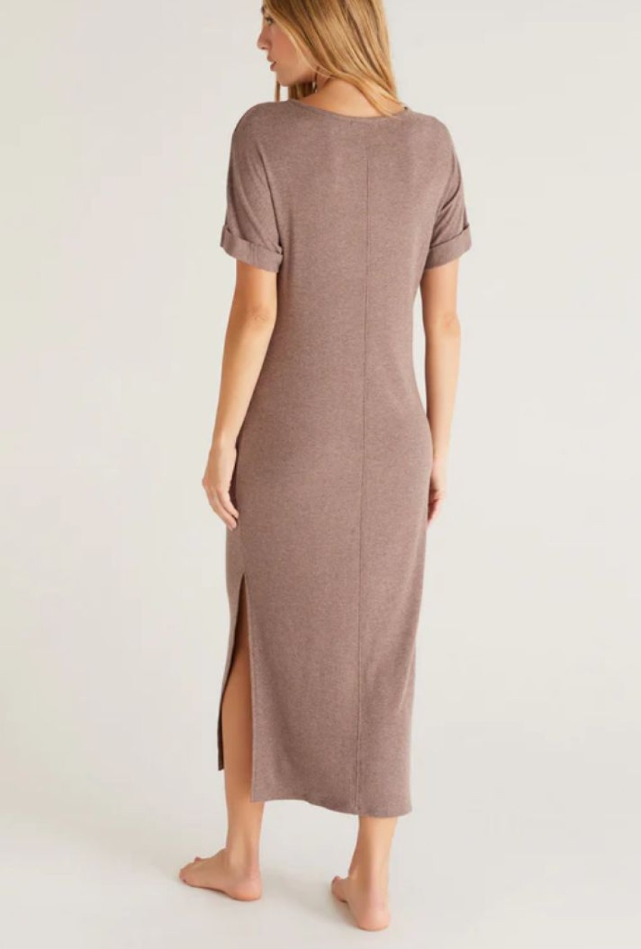 Hot * Z Supply Best Quality Messin' Around Rib Dress Dusty Heather Taupe