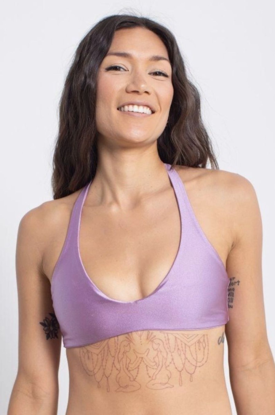 Clearance * Reel Skipper Unique Reversible Skipper Bikini Top Midnight Lagoon / Lavender