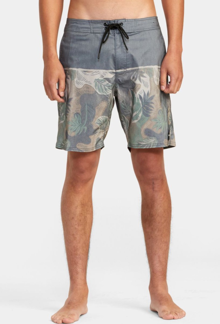 New * Rvca Good Quality County Boardshort 18 Black Print