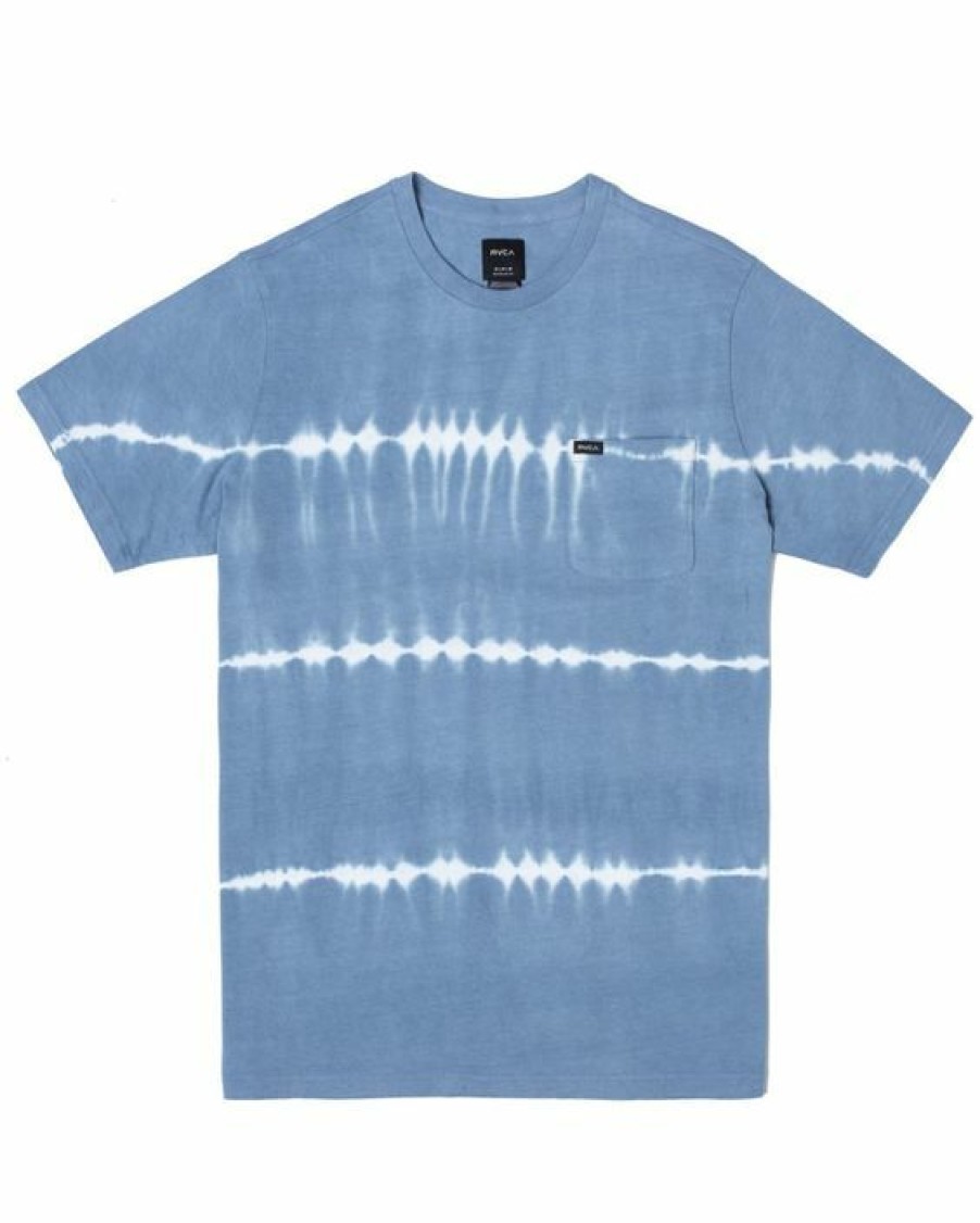 Hot * Rvca Best-Selling Manic Tie-Dye Stripe Short Sleeve Tee French Blue