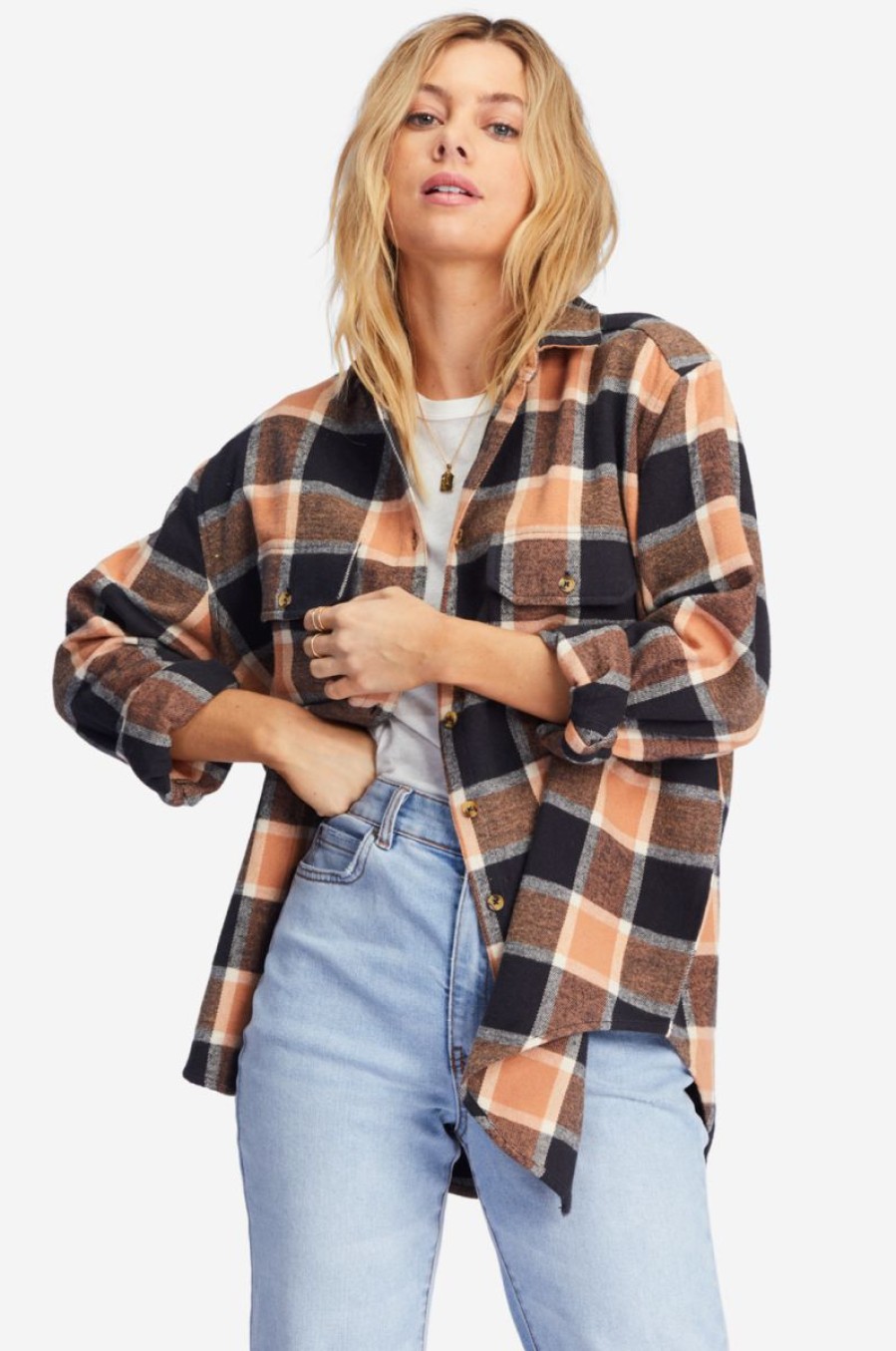 Best * Billabong Sale So Stoked Oversized Button Down Flannel Tan