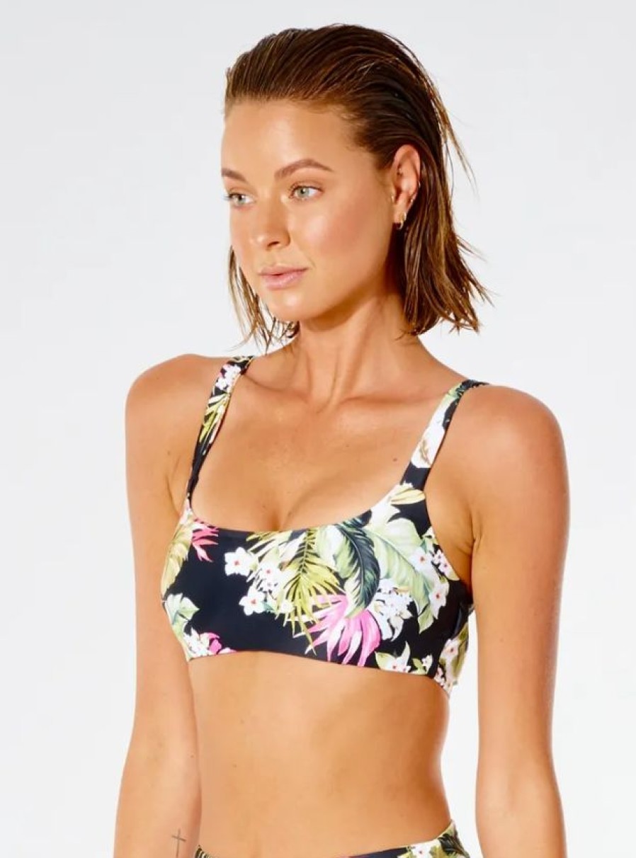 Clearance * Rip Curl 100% Guarantee On The Coast Mirage Bikini Top Black