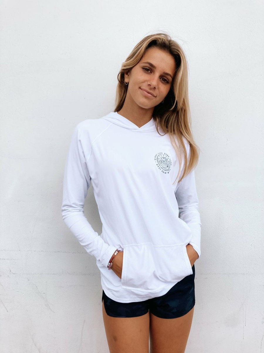 Best * Gypsy Life Surf Shop Apparel Best-Selling Women'S Gypsy Life Og Logo Hooded Sun Shirt White