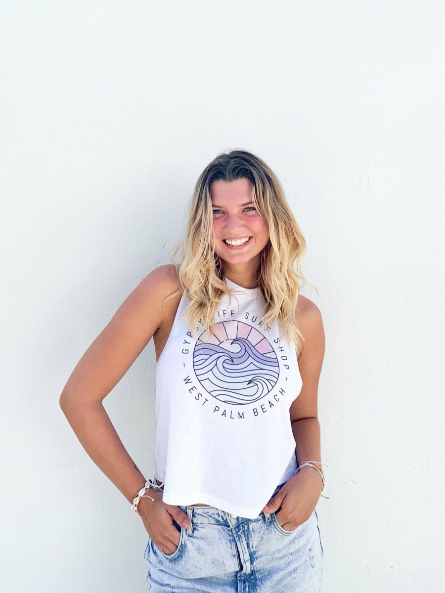 New * Gypsy Life Surf Shop Sale Online Gypsy Life Og Pink And Purple Tank Solid White