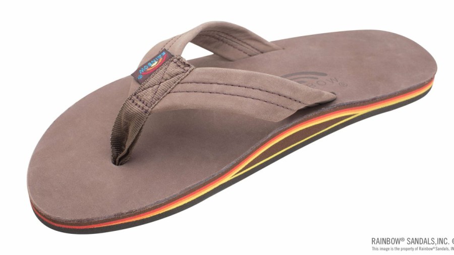 Clearance * Rainbow Sandals 100% Guarantee Men'S Single Layer Premier Leather With Arch Support Expresso Red/Orange-301Alts0-Eroy