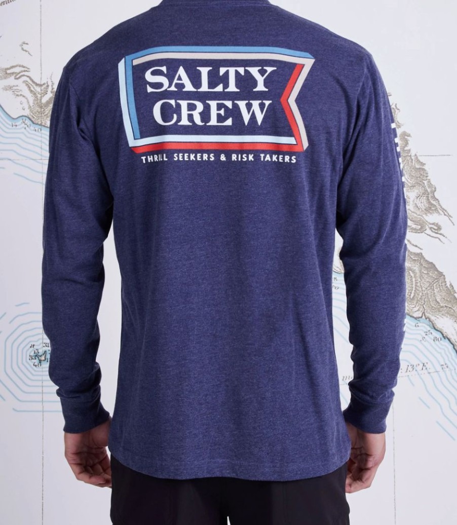 Clearance * Salty Crew Best-Selling Layers Premium L/S Tee Navy Heather