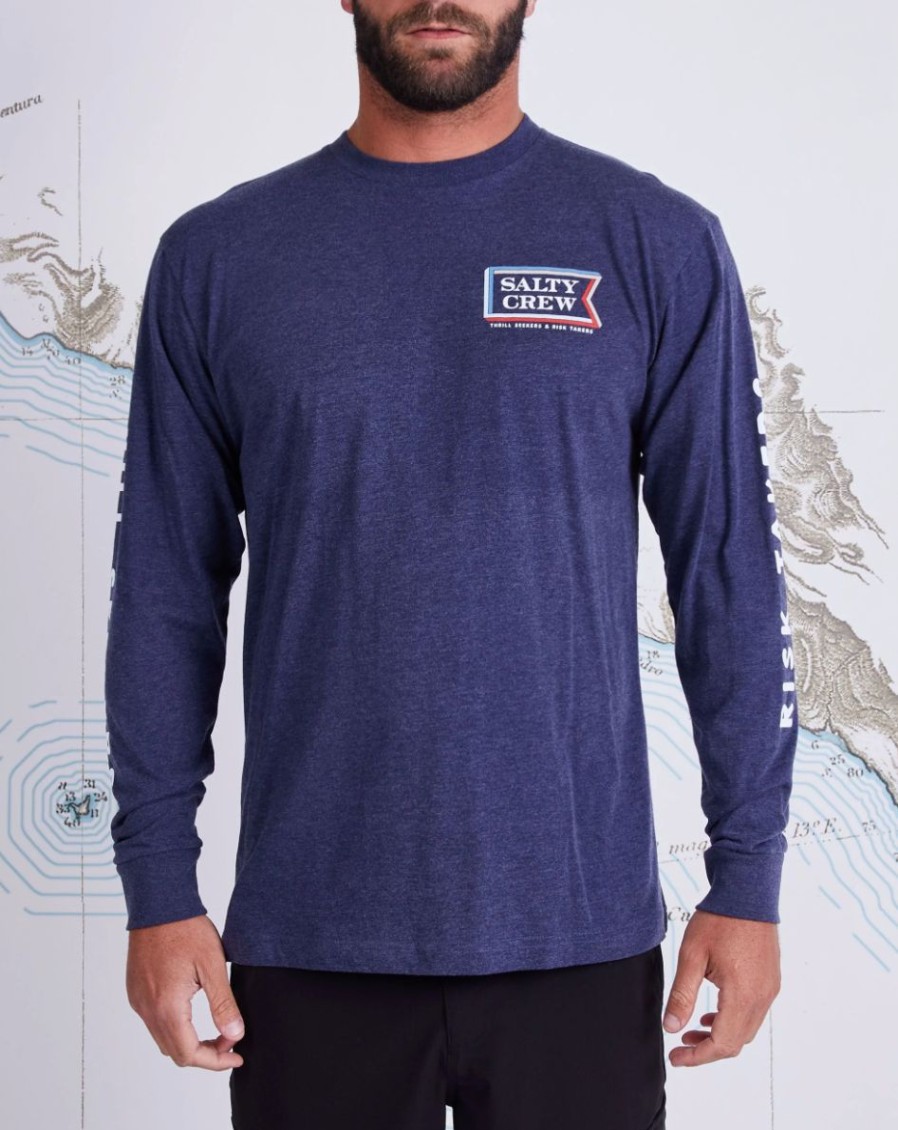 Clearance * Salty Crew Best-Selling Layers Premium L/S Tee Navy Heather