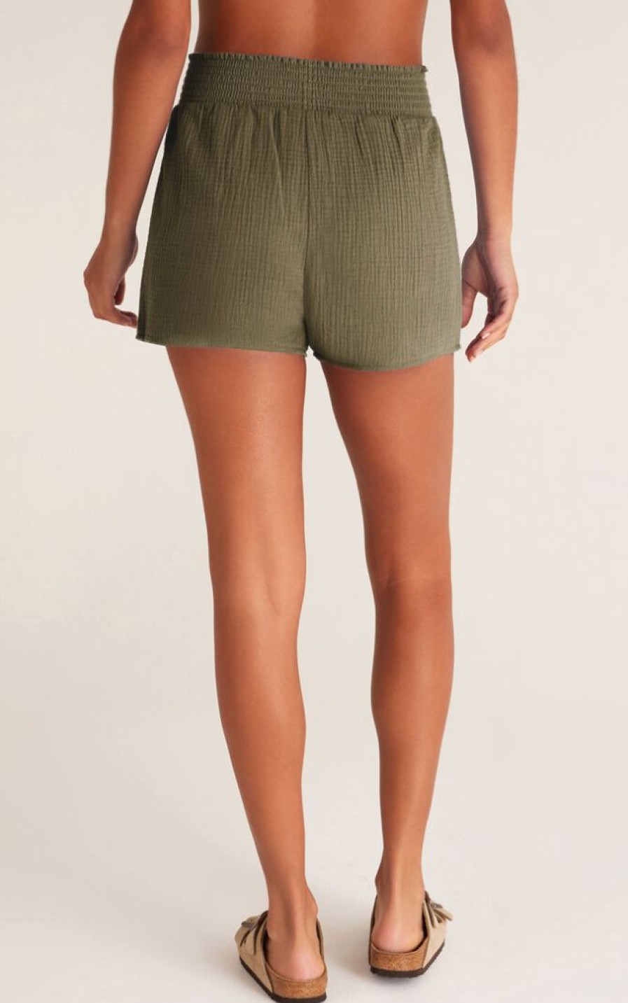 New * Z Supply Best-Selling Naila Guaze Shorts Dusty Olive