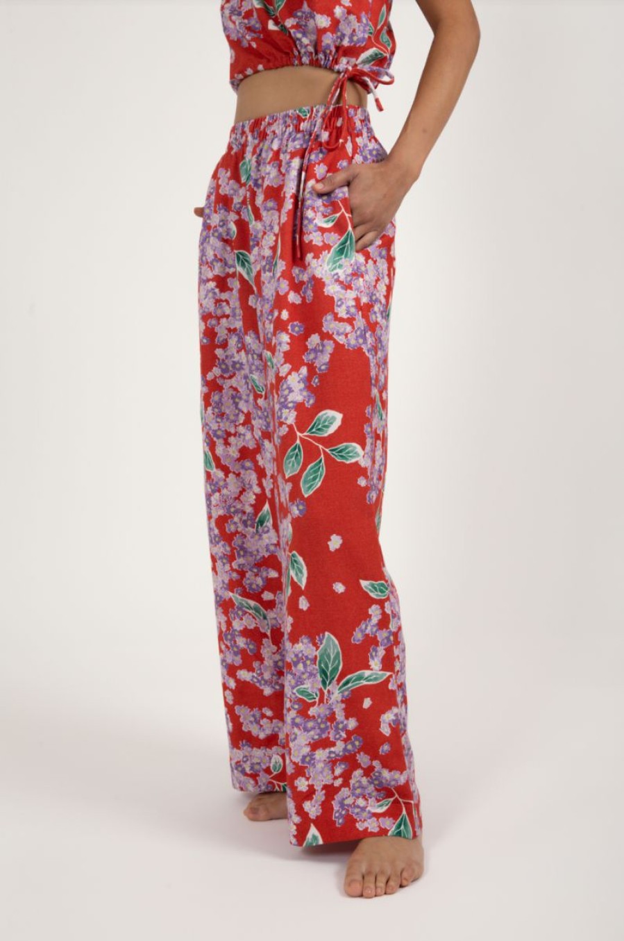 Wholesale * Rhythm. Less Expensive Isle Floral Wide Leg Pants Red