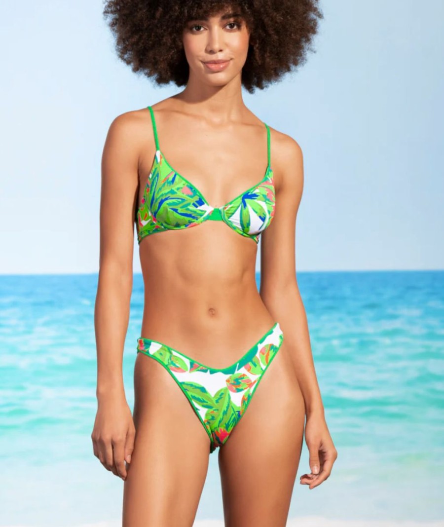 New * Maaji Free Delivery Splendour High Leg Bikini Bottom Parakeet Green