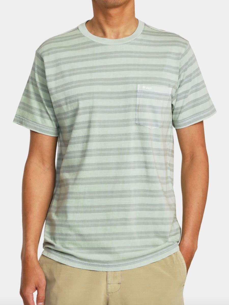 Wholesale * Rvca Free Delivery Ptc Stripe T Shirt Green Haze