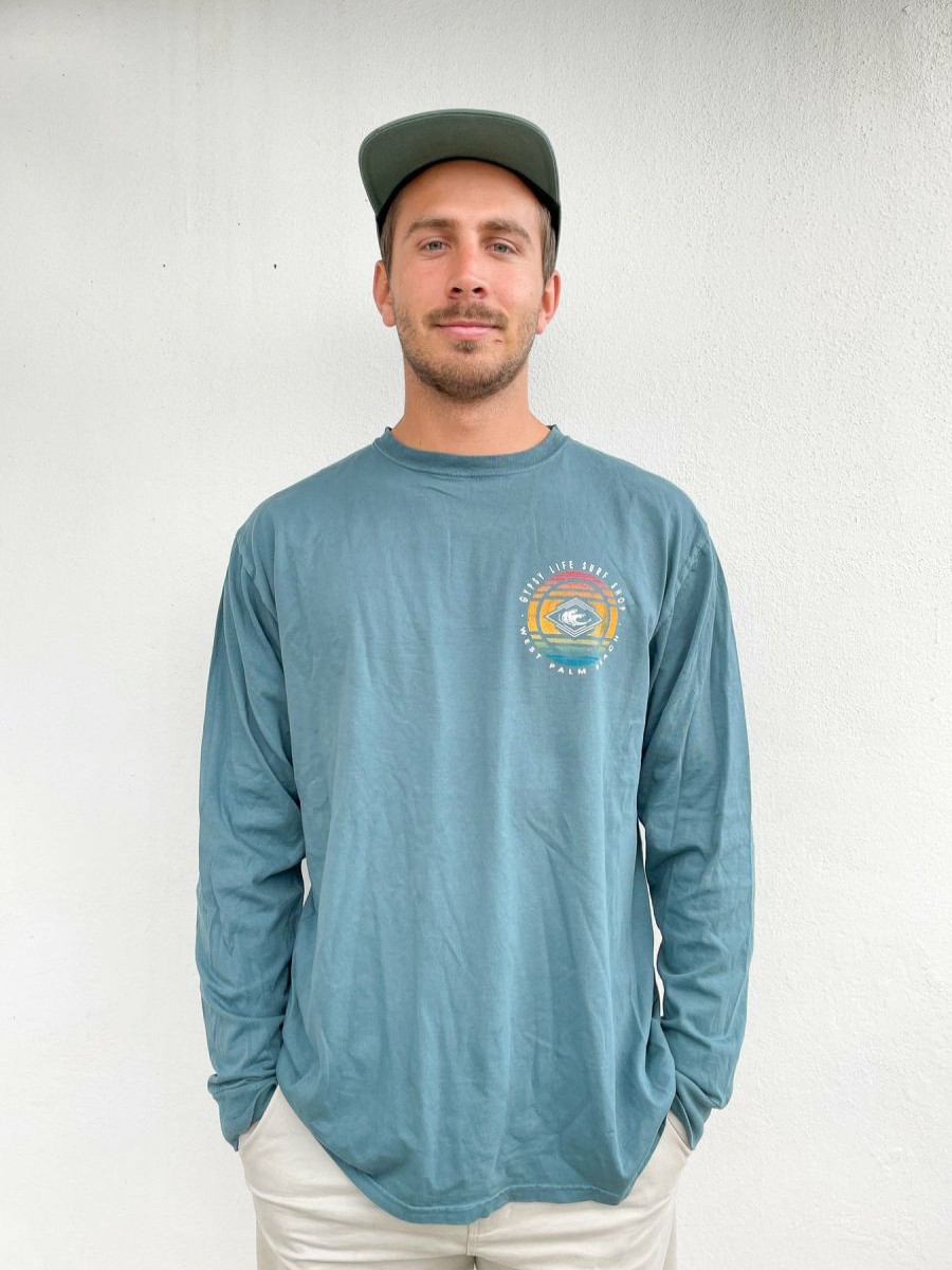 New * Gypsy Life Surf Shop Apparel Large Choice Gypsy Life Surf Shop Long Sleeve Tee Implement Waves Teal