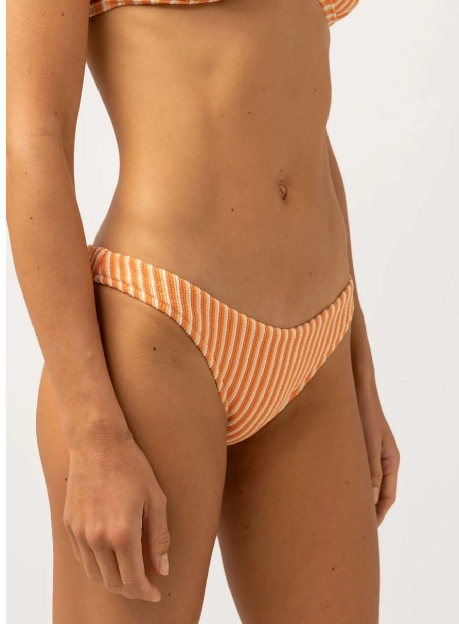 Best * Rhythm. Exquisite Gifts Sunbather Stripe Hi Cut Pant Coral Sands