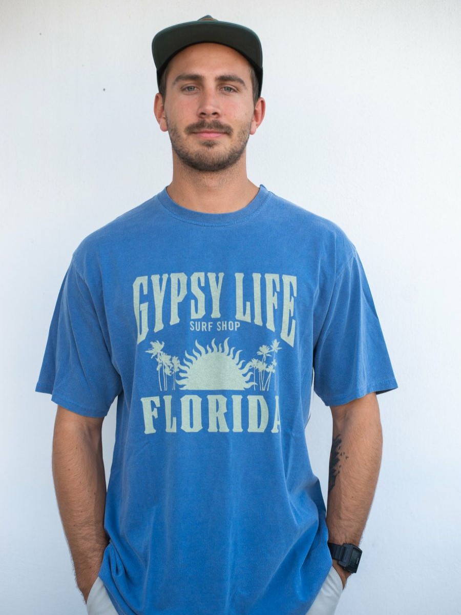 Wholesale * Gypsy Life Surf Shop Apparel Hot Sell Gypsy Life Surf Shop Men'S Tee Fantods Sun/Palms Pacific Blue