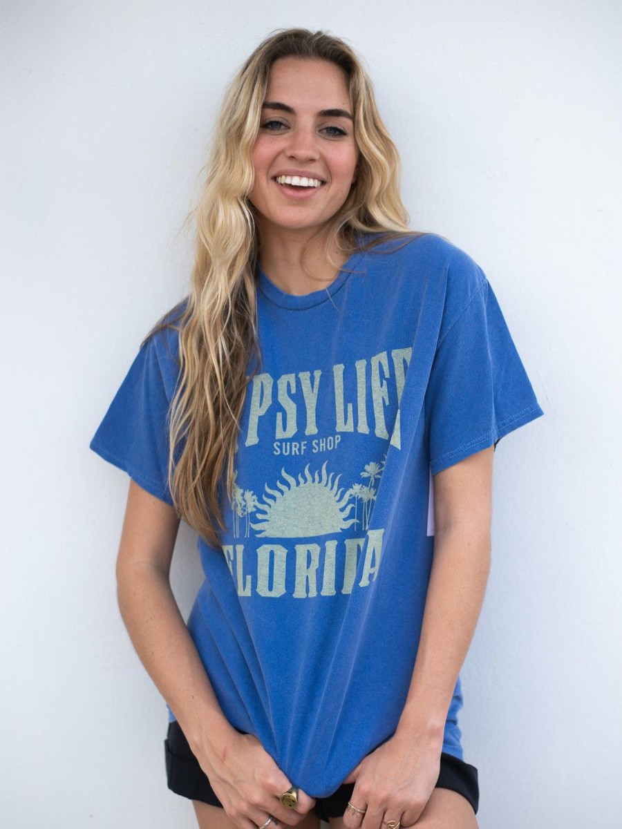 Wholesale * Gypsy Life Surf Shop Apparel Hot Sell Gypsy Life Surf Shop Men'S Tee Fantods Sun/Palms Pacific Blue