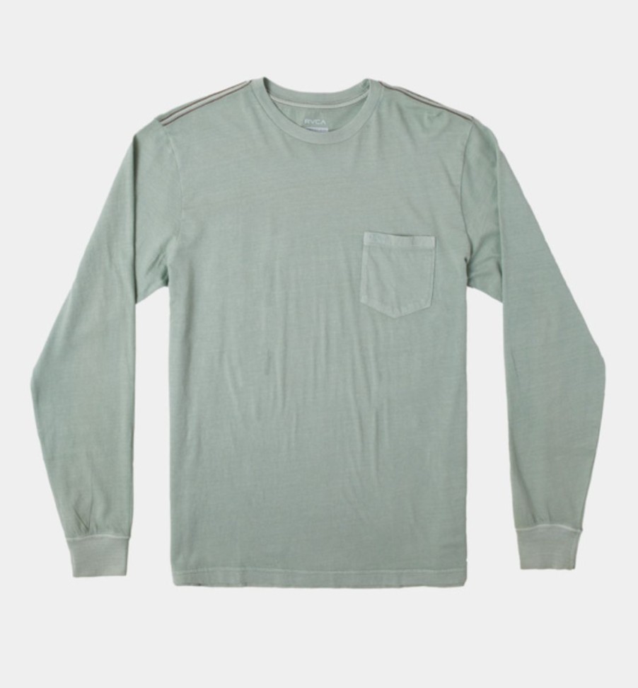 Clearance * Rvca Best Quality Ptc Pigment Long Sleeve Tee Green Haze