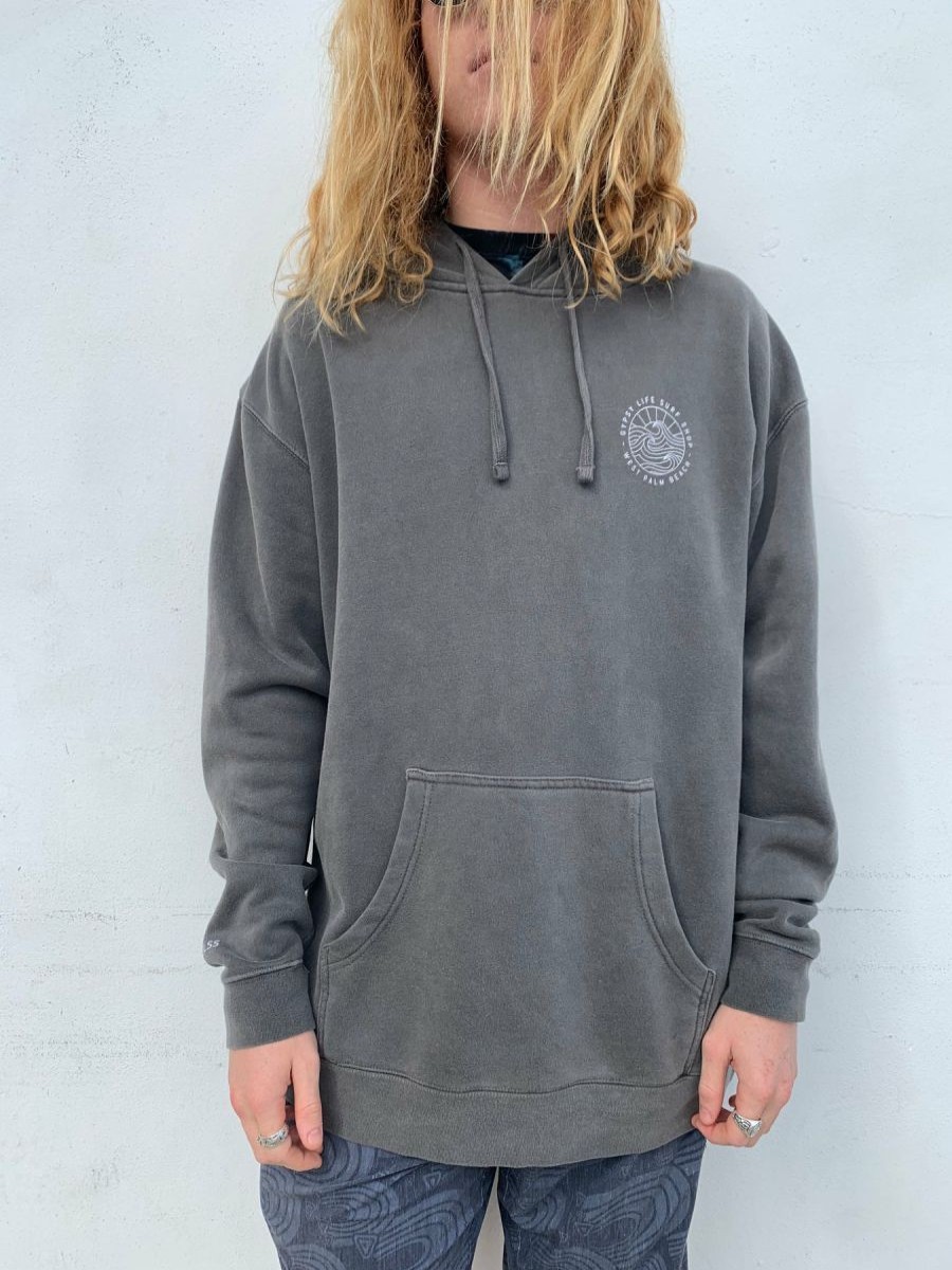 Clearance * Gypsy Life Surf Shop Apparel Large Choice Glss Gypsy Life Surf Shop Og Logo Heavyweight Pigment Black Dyed Hooded Sweatshirt