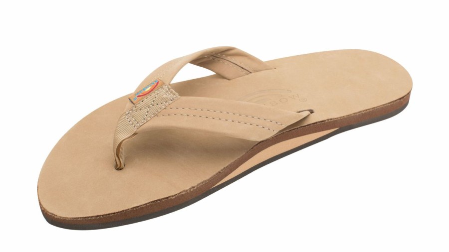 Hot * Rainbow Sandals Large Choice Men'S Single Layer Premier Leather With Arch Support Sierra Brown