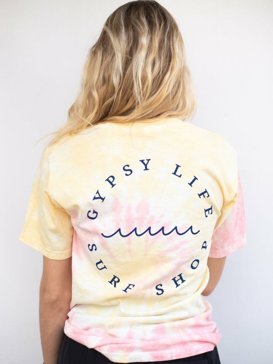 Hot * Gypsy Life Surf Shop Apparel Sale Online Gypsy Life Cloud Dye Tee Circle Waves Melon Butter