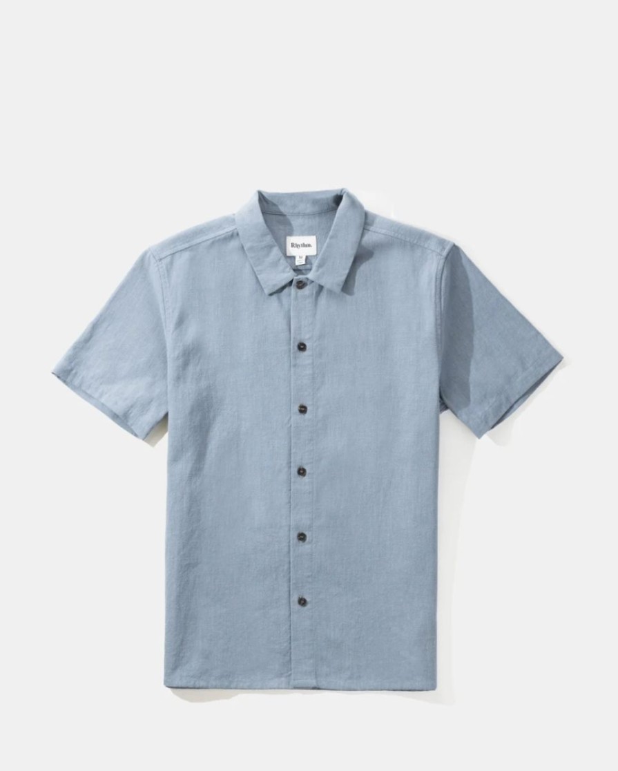 Hot * Rhythm. Best Quality Textured Linen Ss Shirt Slate