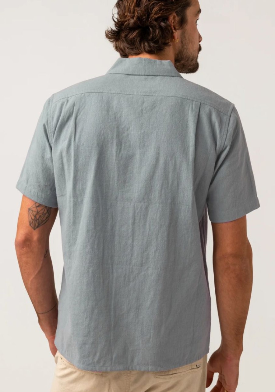 Hot * Rhythm. Best Quality Textured Linen Ss Shirt Slate