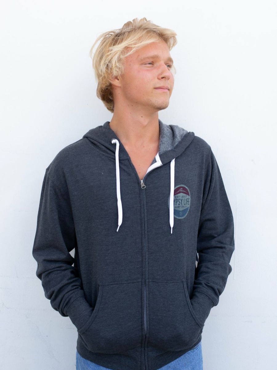 New * Gypsy Life Surf Shop Apparel Special Gypsy Life Surf Shop Laguna Full Zip Hoodie Coil Spring Wave/Palms Soft