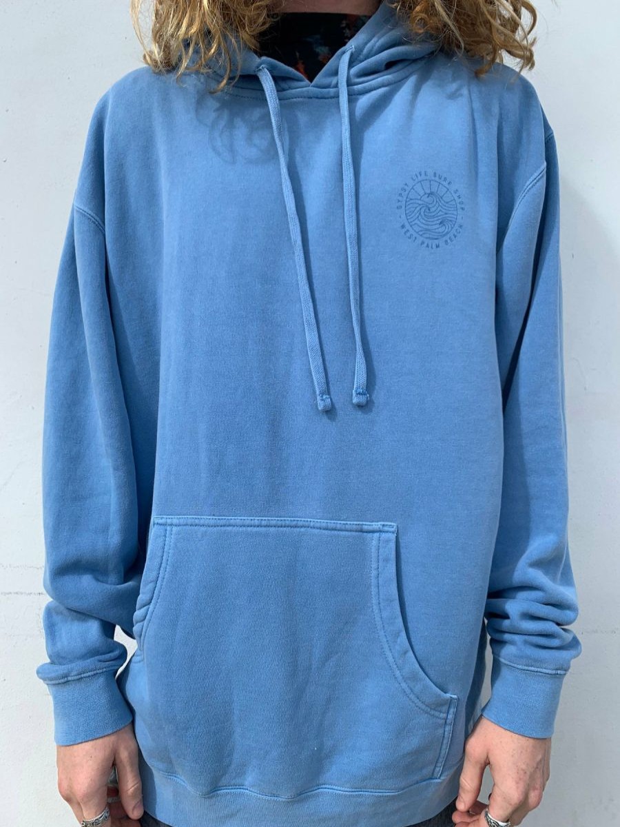 Wholesale * Gypsy Life Surf Shop Apparel Sale Glss Gypsy Life Surf Shop Og Logo Heavyweight Pigment Light Blue Dyed Hooded Sweatshirt