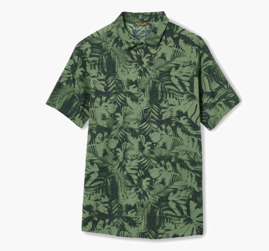 New * Roark Discounts Bless Up Breathable Stretch Shirt Jungle Green Print