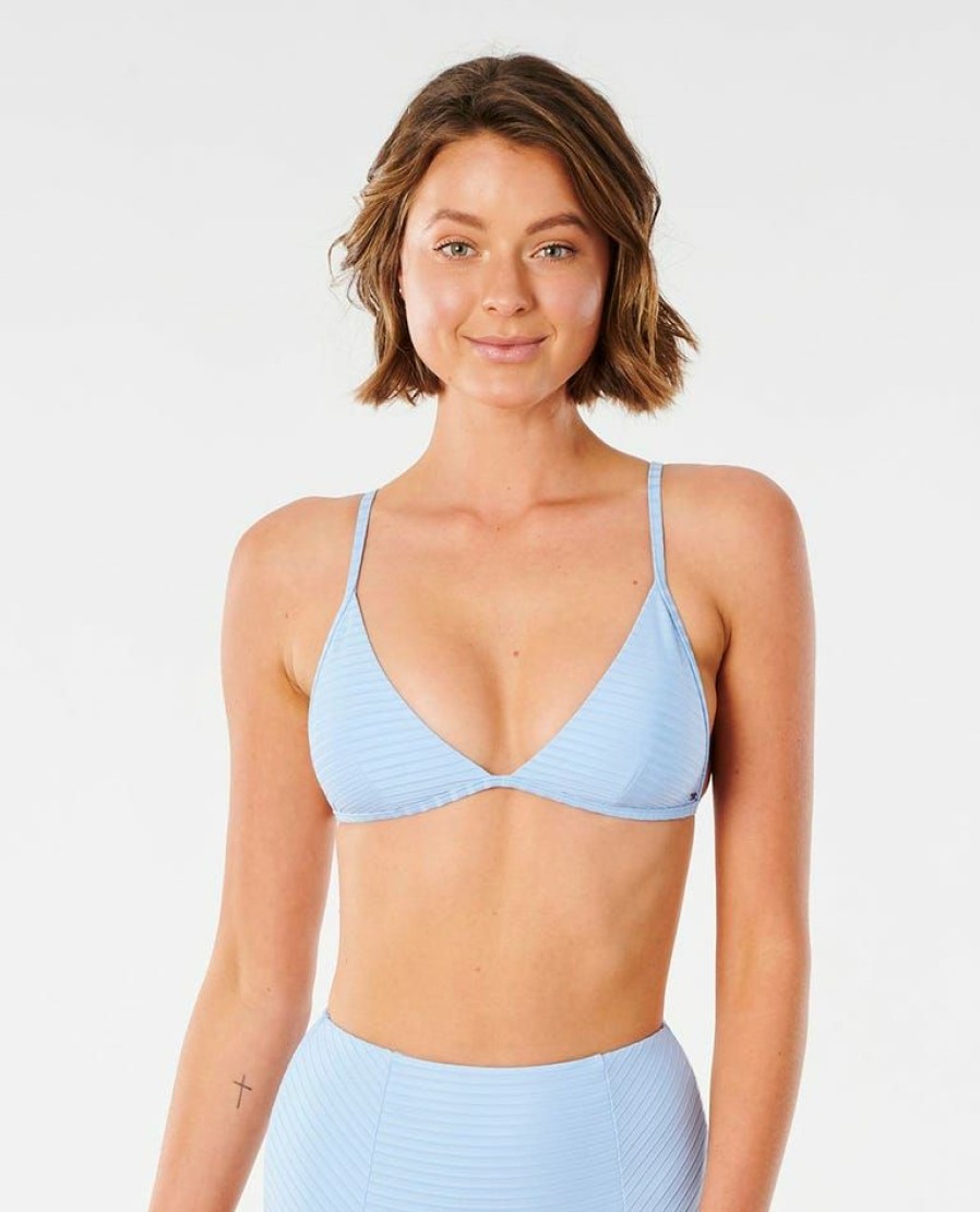 Online * Rip Curl Large Choice Premium Surf Banded Fixed Tri Bikini Top Mid Blue