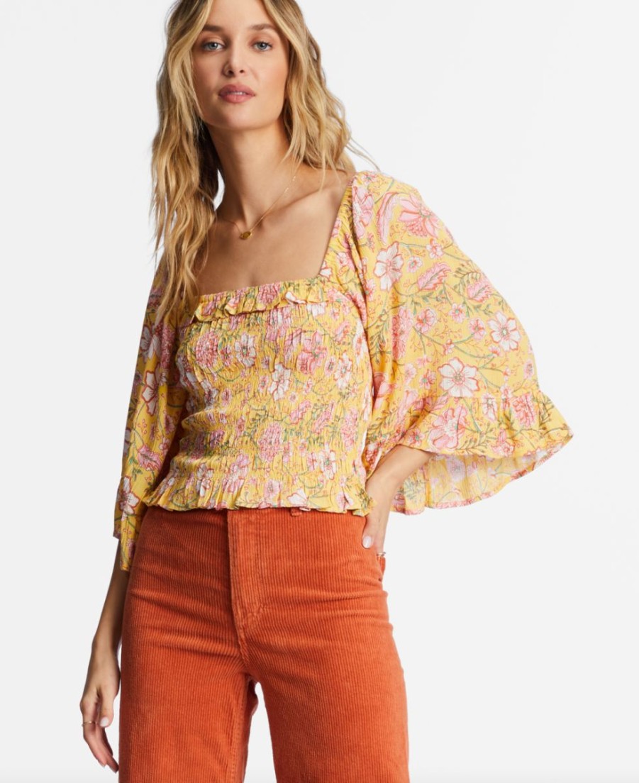 Wholesale * Billabong Large Choice Be My Babe Bell Sleeve Top Golden Peach