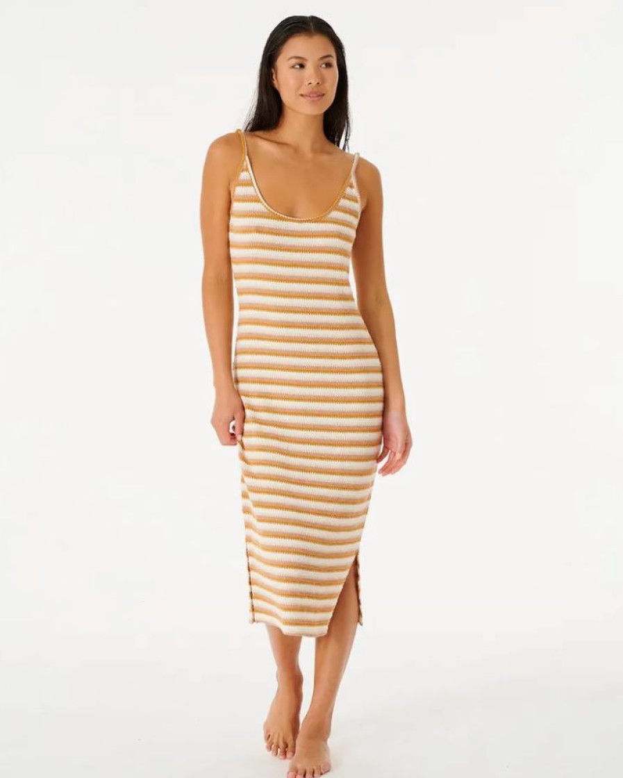 Clearance * Rip Curl Exquisite Gifts Bobbi Stripe Midi Dress Blush