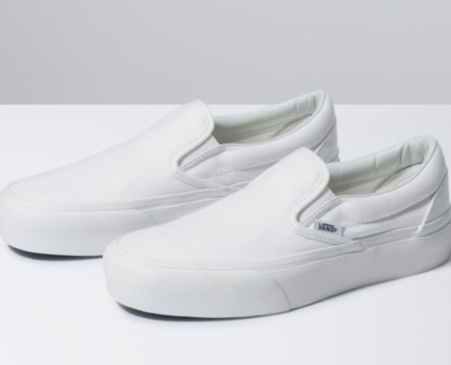 Clearance * Vans Less Expensive Classic Platform Slip On True White