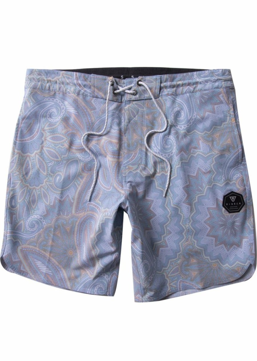 New * Vissla Hot Sell Hazy Paisley 17.5 Boardshort Heather Blue