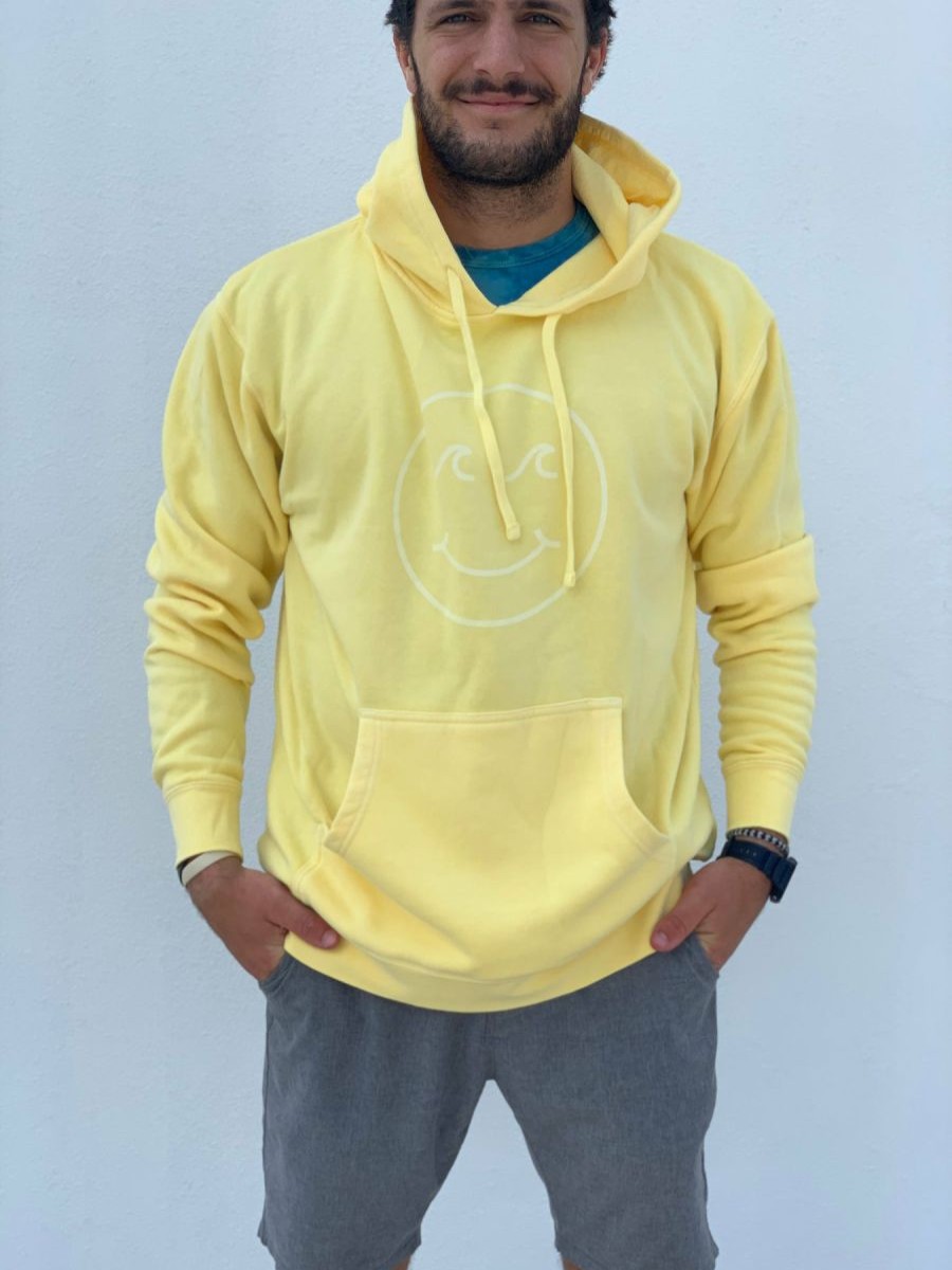 Hot * Gypsy Life Surf Shop Apparel Free Delivery Gypsy Life Surf Shop Smiley Face Pigment Dyed Hooded Sweatshirt Yellow