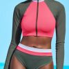 New * Maaji Best-Selling Lark Long Sleeve Bikini Top Crocodile Green