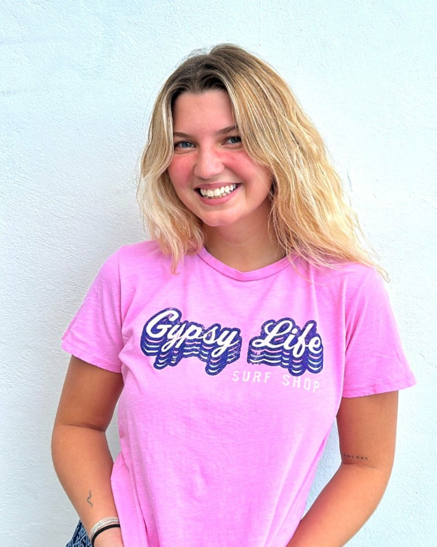 New * Gypsy Life Surf Shop Large Choice Gypsy Life Dyed Slub Tee Hot Pink